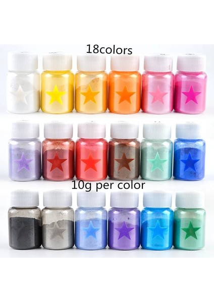 18 Renk Stili 36 Renk Kozmetik Sınıfı Sedefli Doğal Mika Mineral Tozu Epoksi Reçine Boya Inci Pigment Dıy Takı El Sanatları Yapımı (Yurt Dışından)