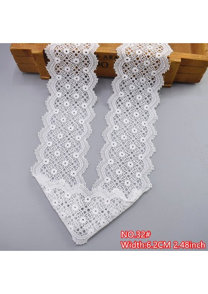 No 32 6.2cm 2.48 Inç Stili 5 Yardlot Beyaz Elastik Dantel Şerit Düzeltir Iç Çamaşırı Dantel Trim Dikiş Dekorasyon Esneklik Için Işlemeli Afrika Dantel Kumaş (Yurt Dışından)