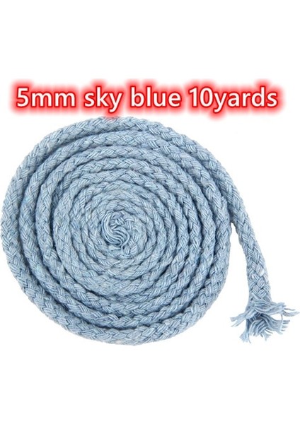 5 mm Gök Mavisi 10 Yards Stili 10 Yards 5mm Renkli Bükülmüş Kordon Halat 100% Pamuk Dokuma Halat Kordonlar Craft Dekoratif Dıy El Yapımı Çanta Ipli Kemer Aksesuarları (Yurt Dışından)