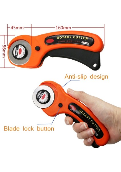 F6001 1 Adet Tarzı 45MM Döner Kesici, Yumuşak Kavrama Konfor Döngü Kolu Makaralı Bıçak Kendinden Iyileşen Kesme Mat Yama Çalışması Için Set Dikiş Dıy Aksesuar (Yurt Dışından) fırsatları