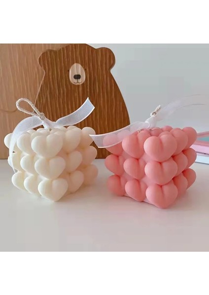 Lamba Fitili Stili 3D Küp Aşk Küp Aromaterapi Mum Silikon Kalıp El Yapımı Dıy Kalp Şeklinde Ev Aromaterapi Alçı Dekorasyon Mum Kalıp (Yurt Dışından) fırsatları