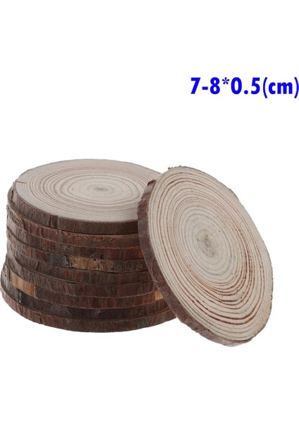 7-8x0.5cm Tarzı Ahşap Çemberler Yuvarlak Dilimler Doğal Çam Bitmemiş Ahşap Dilimler Rustik Düğün Masa Zanaat Parti Boyama Malzemeleri (Yurt Dışından)