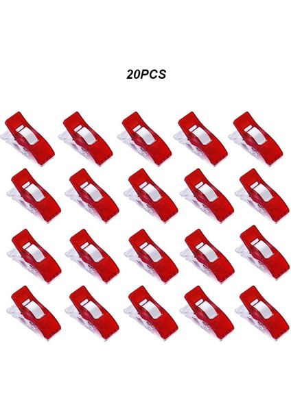Kırmızı 20 Adet Tarzı Iş Ayak Kılıfı Çok Renkli Plastik Klipsler Kumaş Kelepçeler Patchwork Kıvırma Dikiş Araçları Dikiş Aksesuarları Clothelamp (Yurt Dışından)