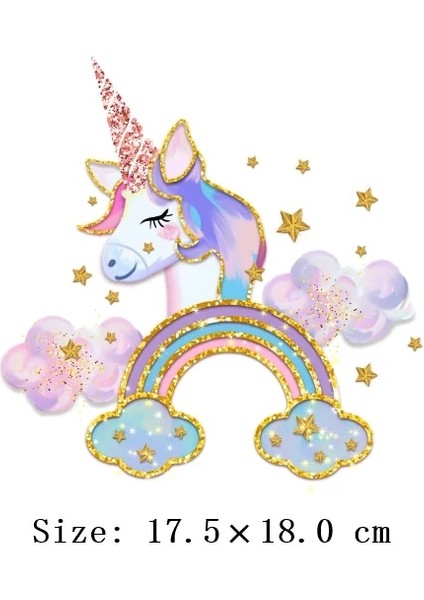 CZ-070-2 Stili Gökkuşağı Bulut Unicorn Giltter Yamalar Demir On Çocuk Giysileri Termo Etiketler Yama Aplike Giyim Için Diy Isı Transferi Parches (Yurt Dışından)