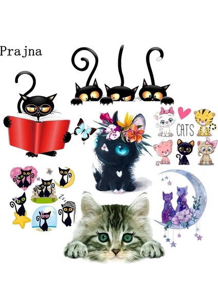 TH2417 Stili Hippi Kedi Aplike Isı Trabsfer Çocuklar Için Giysiler Sevimli Karikatür Giysiler Için Ütüyle Aktarılan Giysiler Hayvan Termo-Sticker Giysiler (Yurt Dışından) fiyatları