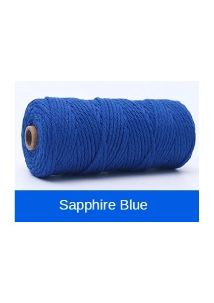 Safir Mavisi Tarzı 2mm El Yapımı Halat 100% Pamuk Halat Renkli Sicim Makrome Kordon Dize Parti Düğün Dekorasyon Aksesuar Dıy Kordon Için (Yurt Dışından)