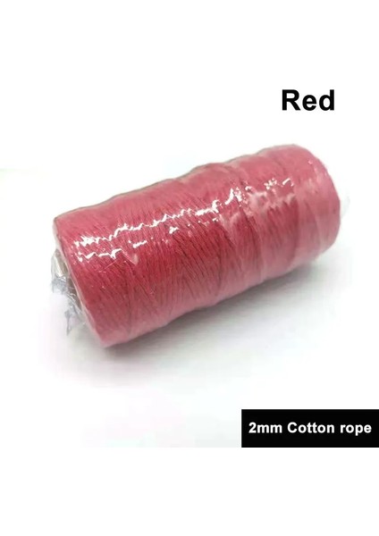 Kırmızı Pamuklu 2mm Tarzı 100MROLL 2mm Pamuk Halat Renkli Sicim Makrome Kordon Halat Dize Iplik Dıy El Sanatları Örgülü Bükülmüş Pamuklu Ev Tekstili Dekor (Yurt Dışından)