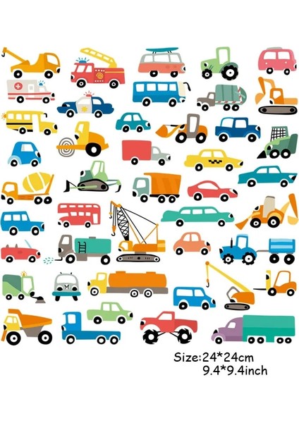 K 24X24CM Stili Dıy Isı Transer Giyim Için Demir-On Yamalar Sevimli Karikatür Arabalar Set Patldren T-Shirt Elbiseler Aksesuar Aplikler Rozetleri (Yurt Dışından)