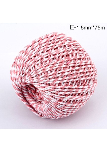 E Stili Dıy El Yapımı Pamuk Ipliği 1 Rulo 75 Metre Yüksek Li Halat Kırmızı Beyaz Kart Asılı Halat Hediyeler Ambalaj Sicim Dize Kordon (Yurt Dışından)