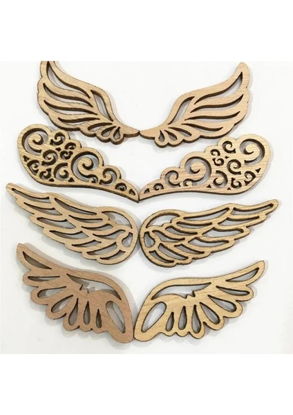 Angel Wings Ahşap Yamalar El Sanatları Için Sevimli Hiçbir Delik Ahşap Reative Dıy Aksesuarları (Yurt Dışından)