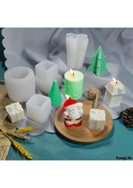 D Stili Noel Serisi Mum Silikon Kalıp Dıy Yaratıcı Noel Ağacı Santa Kokulu Mum Kalıp Kalemlik Saksı Süslemeleri (Yurt Dışından) modelleri