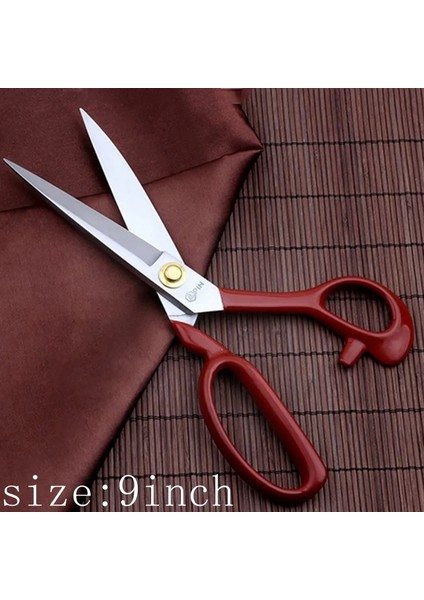Kırmızı 9 Inç 22.5cm Tarzı Profesyonel Kumaş Nakış Veya Dikiş Kesme Terziler Kesici Makası Keskin Bıçak El Yapımı Veya Siyah (Yurt Dışından)