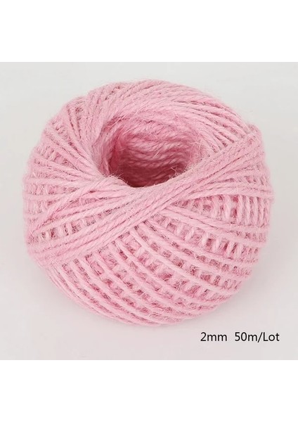 Pembe Stil Dıy Doğal Sisal Sicim 2mm Rustik Düğün Dekorasyon 50 Metre Jüt Sicim Ince Bükülmüş Jüt Halat Dize Kordon Noel (Yurt Dışından)