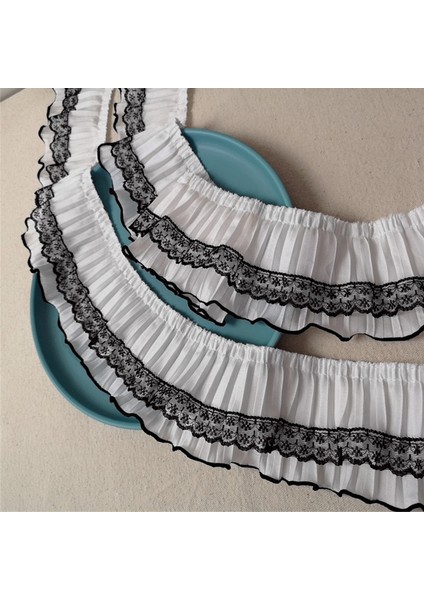 9cm Geniş Beyaz Siyah 3D Pileli Şifon Kumaş Nakış Saçak Şerit Dantel Kenar Trim Elbise Gipür Ekleme Dikiş Malzemeleri (Yurt Dışından) modelleri