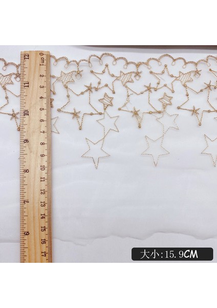 2 Metre Tarzı 2 Yards Yıldız Nakış Polyester Dantel Altın Iplik Yumuşak Tül Giyim Aksesuarları Dantel Süsleme Aşk Lolita Etek Aksesuarları (Yurt Dışından)