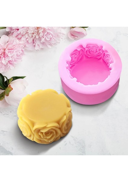 Bir Stil 3D Yuvarlak Gül Çiçek Şekli Silikon Sabun Kalıbı Dıy El Yapımı Sabun Kalıpları Sabun Yapımı Fondan Kek Mum Kalıpları Zanaat Dekorasyon (Yurt Dışından)