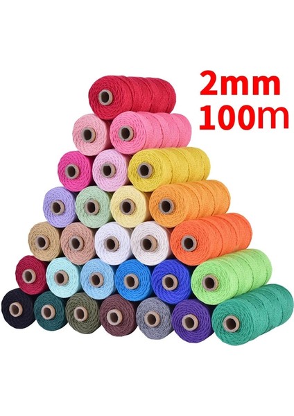 No.16 Tarzı 100% Pamuk Ip Renkli Sicim Makrome Kordon Dize Iplik Parti Düğün Dekorasyon Aksesuarı Için Dıy Kordon 2mm * 100M (Yurt Dışından) fiyatları