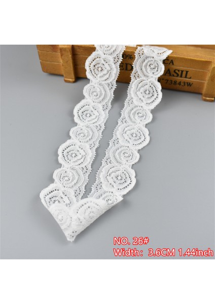 No 26 3.6cm 1.44 Inç Stili 5 Yardlot Yüksek Li Beyaz Elastik Dantel Şerit Düzeltir Iç Çamaşırı Dantel Trim Dikiş Dekorasyon Için Işlemeli Afrika Dantel Kumaş (Yurt Dışından)