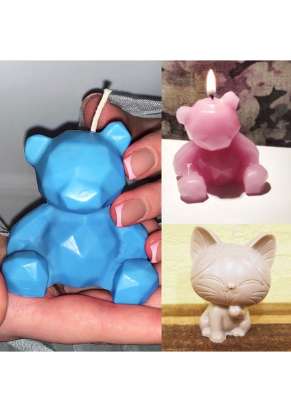 Küçük Fil Stili 3D Silikon Mum Kalıp Dıy Geometri Stereo Ayı Geyik Kedi Tavşan Hayvan Kalıpları Aromaterapi Mum Yapımı Balmumu Kalıp Ev Dekor (Yurt Dışından)