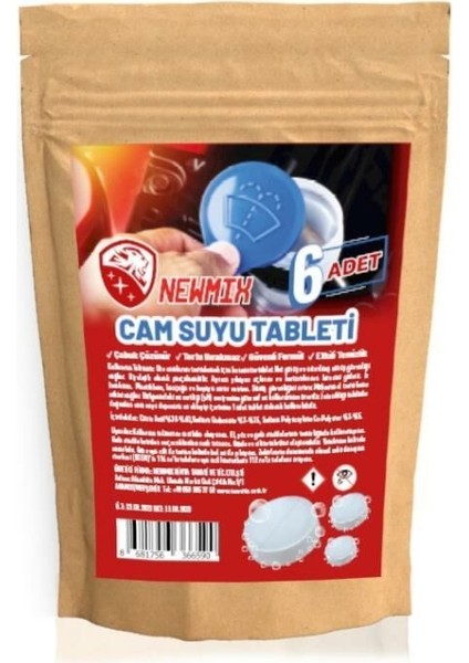 Oto Cam Suyu Tableti 6 Adet