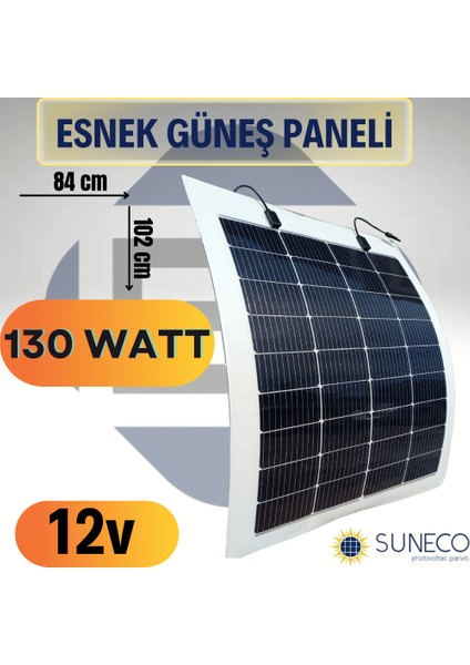 130 Watt Yarı Esnek Güneş Paneli Half Cut Monokristal Solar Güneş Paneli Karavan Tekne