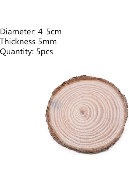 5 Adet 4-5cm Tarzı Kalın Doğal Çam Yuvarlak Bitmemiş Ahşap Dilimleri Ağaç Kabuğu ile Daireler Günlük Diskler Dıy El Sanatları Düğün Parti Boyama Dekor (Yurt Dışından)