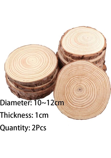 2 ADET10-12CM Tarzı Kalın 1 Paket Doğal Çam Yuvarlak Bitmemiş Ahşap Dilimleri Ağaç Kabuğu ile Daireler Günlük Diskler Dıy El Sanatları Düğün Parti Boyama (Yurt Dışından)