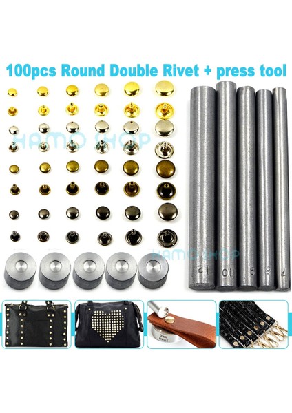 8 mm x 10 mm Stili Karışık Renk Aracı ile Yuvarlak Çift Kapaklı Perçin Saplama Çarpışma Çivi Metal Başak Kaya Deri Zanaat Ayakkabı Çanta Kemer Konfeksiyon Bilezik Dıy (Yurt Dışından)