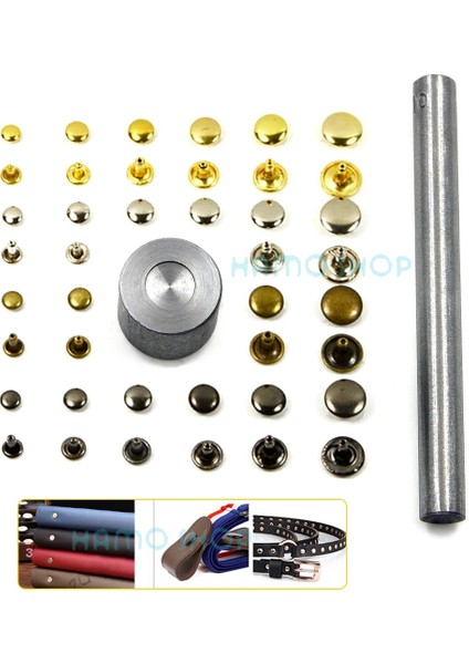8 mm x 10 mm Stili Karışık Renk Aracı ile Yuvarlak Çift Kapaklı Perçin Saplama Çarpışma Çivi Metal Başak Kaya Deri Zanaat Ayakkabı Çanta Kemer Konfeksiyon Bilezik Dıy (Yurt Dışından)