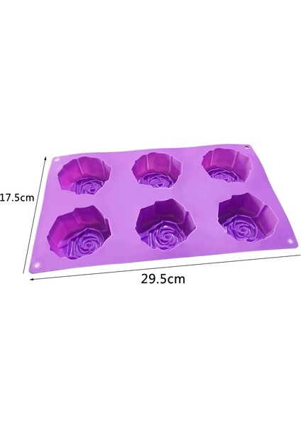 3D Büyük Gül Çiçek Stili 6 Kavite 3D Gül Çiçek Silikon Sabun Kalıp Formu El Yapımı Sabun Yapımı Fondan Buz Küpü Çikolatalı Kek Pişirme Kalıp Dekorasyon Aracı (Yurt Dışından)