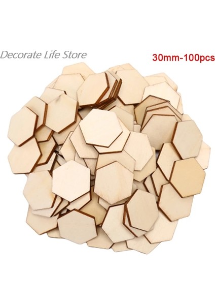 30 mm Tarzı Lot Yeni Altıgen Şekil Ahşap Dıy Lazer Kesim Süsleme Craft Dekor Süsler Düğün (Yurt Dışından)