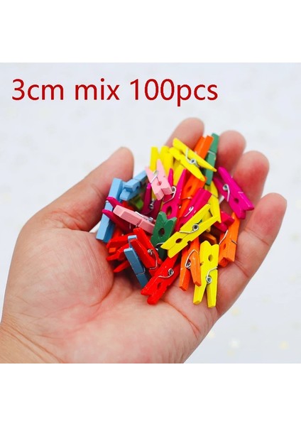 3CM-MIX-100PCS Tarzı 2.5cm Bahar Ahşap Klip Renk Doğal Renkli Yüksek Li Giyim Klibi Dıy El Yapımı Tatil Ev Partisi Dekorasyon Yeni (Yurt Dışından)