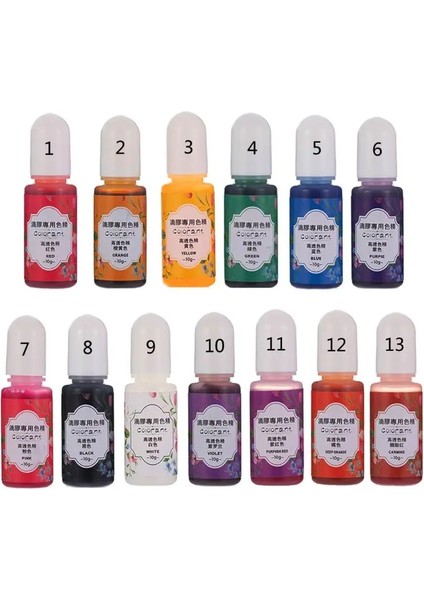 No.5 Tarzı 13 Renk Epoksi Uv Reçine Boyama Boyası Sıvı Epoksi Pigment Reçine Renklendirici Solma DIRENCI10ML Yarı Saydam (Yurt Dışından) fiyatları