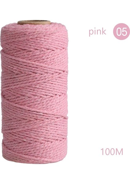 Pembe Stil % Pamuk Kordon Renkli Kordon Halat Bej Bükülmüş El Sanatları Makrome Dize Dıy Ev Tekstili Düğün Dekoratif Tedarik 100 Metre (Yurt Dışından)