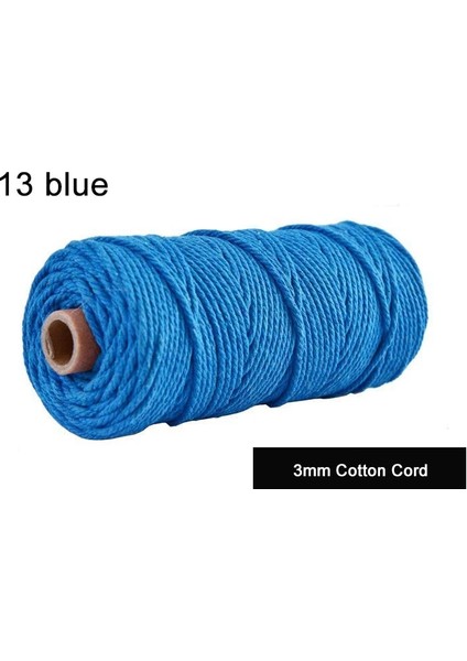 13 Mavi Stil 100MROLL 100% Makrome Pamuk Kordon 3mm Renkli Sicim Dize Kordon Doğal Pamuk Halat Dıy El Sanatları Örgü Kordon Ev Tekstili (Yurt Dışından)