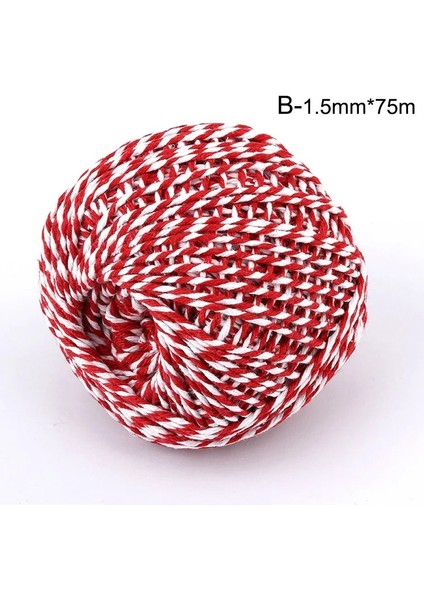 B Tarzı Dıy El Yapımı Pamuk Ipliği 1 Rulo 75 Metre Yüksek Li Halat Kırmızı Beyaz Kart Asılı Halat Hediyeler Ambalaj Sicim Dize Kordon (Yurt Dışından)