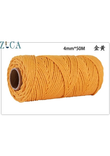 Altın Tarzı 4mm X50M Halat Bükülmüş Kordon 100% Pamuk Halat Renkli Sicim Makrome Kordon Dize Iplik Parti Düğün Dekorasyon Için Dıy Kordon 4mm (Yurt Dışından)