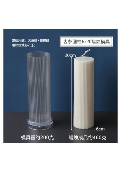 6X20CM Stili Çeşitli Akrilik Plastik Mum Kalıpları Klasik Çizgili Roma Sütun Tasarımı Şekli Mum Silikon Kalıp Mum Parafin Yapımı (Yurt Dışından)