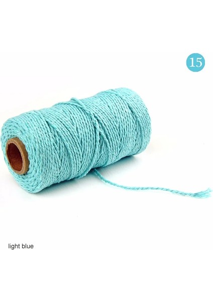Açık Mavi Stil 100MROLL Çift Iplikli Pamuk Ipliği Dikiş Ipliği Bükülmüş Makrome Kordonu Artisan Dize Ipi Dıy Düğün Dekoru Supplieolors (Yurt Dışından)