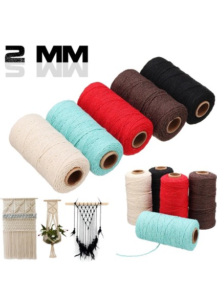 Yeşil Stil % Pamuk Makrome Kordon Ipi Ip Ev Tekstili Bej Bükülmüş Renkli Sicim Kordon Örgülü Iplik Craft Düğün Dekorasyonu (Yurt Dışından) fırsatları