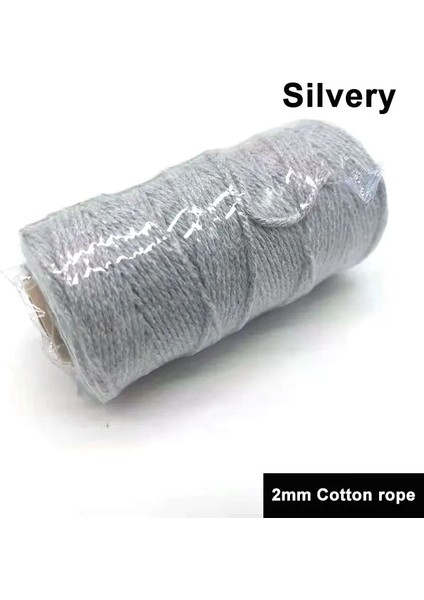 Simli Pamuk 2 mm Stili 100MROLL 2mm Pamuk Halat Renkli Sicim Makrome Kordon Halat Dize Iplik Dıy El Sanatları Örgülü Bükülmüş Pamuklu Ev Tekstili Dekor (Yurt Dışından)