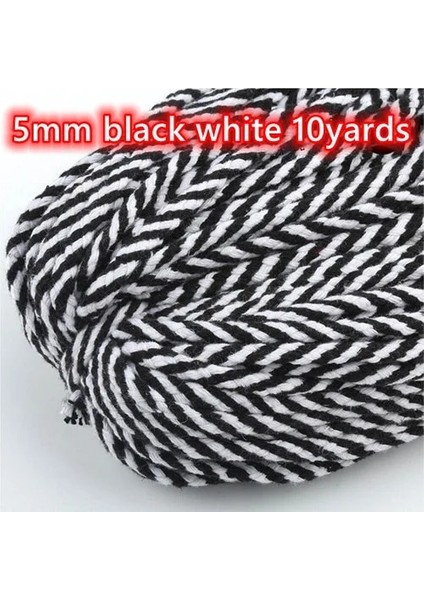 5mm Siyah Beyaz 10YA Stili 10 Yards 5mm Renkli Bükülmüş Kordon Halat 100% Pamuk Dokuma Halat Kordonlar Craft Dekoratif Dıy El Yapımı Çanta Ipli Kemer Aksesuarları (Yurt Dışından)