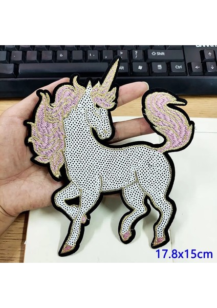 DB0168CT Stili Sevimli Unicorn Yama Pul Yamalar Giyim Çıkartmaları Dıy Karikatür Unicorn Yama Hayvan Çizgili Yamalar Dikmek Aplike Rozeti (Yurt Dışından)