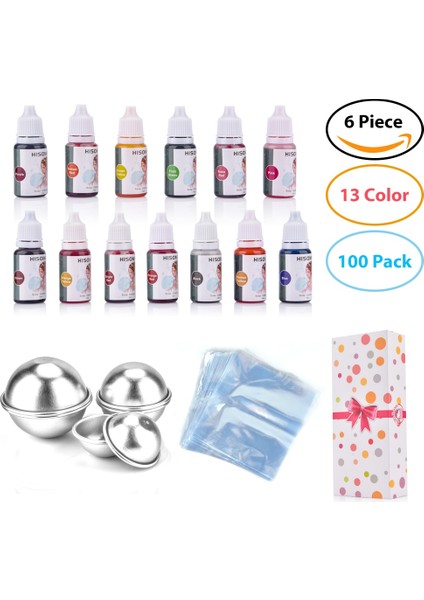 Kalıp ve Çanta Stili Et--13 Renkler Sıvı Sabun Boya + Banyo Bombası Kalıp + Opp Torbalar Gıda Sınıfı Sıvı Banyo Bombaları Boya Dıy Sabun Yapımı Kiti (Yurt Dışından)