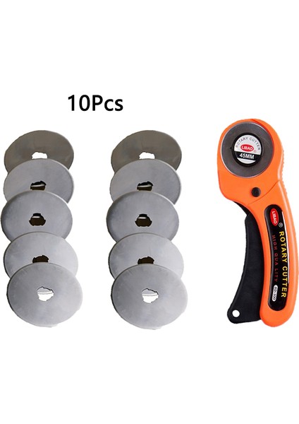 10 Bıçak Stili ile Turuncu 45MM Deri Zanaat Döner Kesici Deri Kesme Aleti Deri El Sanatları Kumaş Dairesel Bıçak Bıçağı Dıy Patchwork Dikiş Kapitone (Yurt Dışından)