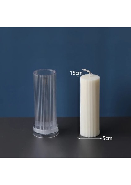 5X15CM Tarzı Diy Mum Yapımı Akrilik Mum Kalıpları Klasik Çizgili Roma Sütunu Tasarım Şekli Mum Silikon Kalıp Mum Yapımı El Sanatları (Yurt Dışından)