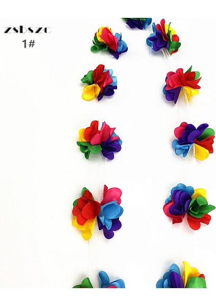 XF08-2 Stili 2 Yard 33 Renk 3D Şifon Çiçekler Dıy 5cm Genişlik Dantel Trim 24 Çiçek Dantel Kurdele Dekorasyon Giysi Aksesuarları XF08 (Yurt Dışından)