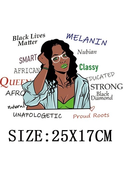 C-050-1 Stili Moda Afrika Bayan Termal Demir-On Isı Transferi Etiket Siyah Kadın T-Shirt Hoodies Giysiler Için Yamalar Aplike Dekorasyon (Yurt Dışından)
