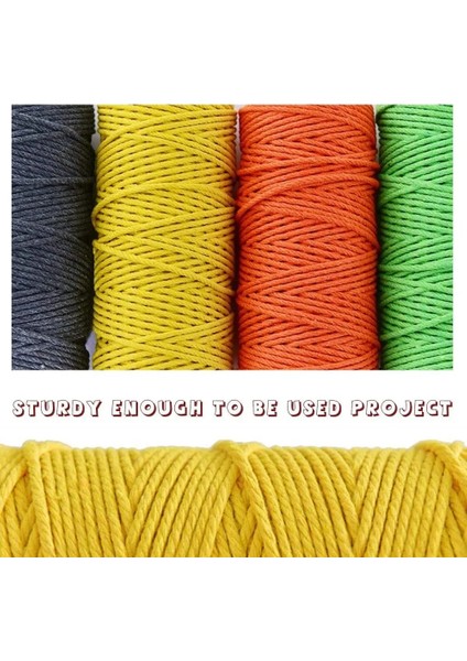 3 mm Limon Sarısı Stili 100MROLL % Renkli Makrome Pamuk Kordon Renkli Sicim Ip Kordon Pamuk Ip El Sanatları Kordon Örgü Kordonu Ev Tekstili (Yurt Dışından)
