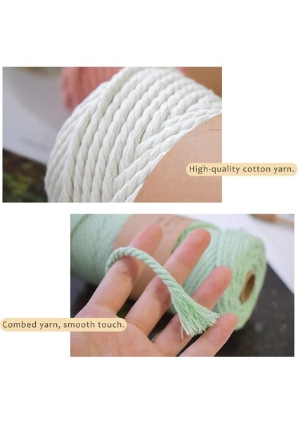 3 mm Limon Sarısı Stili 100MROLL % Renkli Makrome Pamuk Kordon Renkli Sicim Ip Kordon Pamuk Ip El Sanatları Kordon Örgü Kordonu Ev Tekstili (Yurt Dışından)